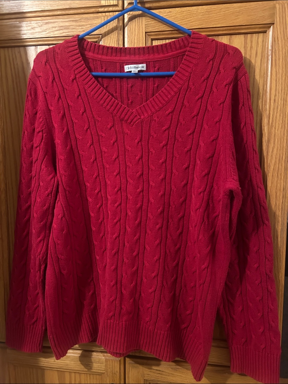 croft & barrow Red Cable-Knit V-Neck Sweater